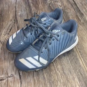 Grey and White Adidas Youth Cleats
